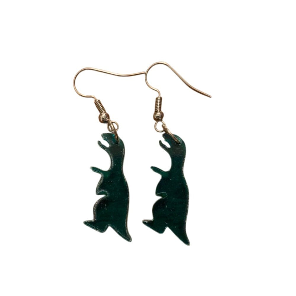 Green dinosaur earrings #dinosaurjewellery‎